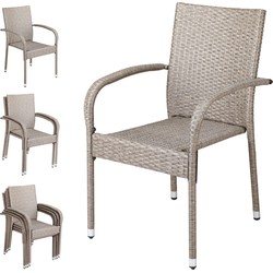 Polyrattan Stapelstoel Comfort Set van 4 kleur Creme