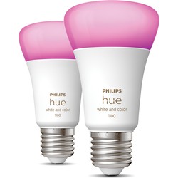 Hue standaardlamp wit en gekleurd 2-pack E27 -1100lm - Philips