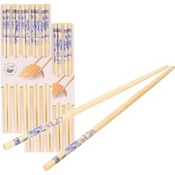 Sushi eetstokjes - 40x setjes - bamboe hout - bloemen print - 24 cm - Eetstokjes