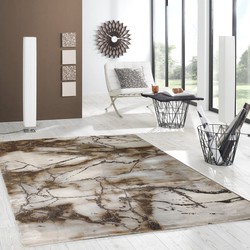 Carrara Modern Bruin Beige Grijs vloerkleed - Marmer Design