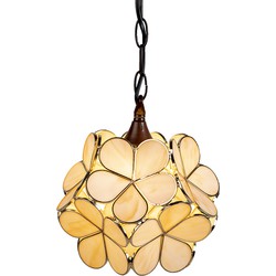 LumiLamp Hanglamp Tiffany  21x21x17/90 cm  Beige Glas Bloem Hanglamp Eettafel