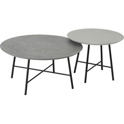 DTP Home Coffee table Delta Air, set of 2,38xØ50 cm (color: Frost) / 34xØ70 cm (color: Dusk), mortex