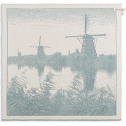 Knit Factory Molens Gebreide Keukendoek - Keukenhanddoek - Ecru/Stone Green - 50x50 cm