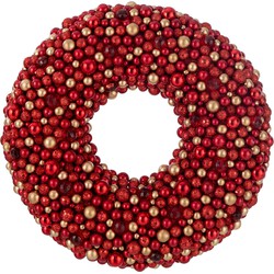 J-line - Krans Rond Balletjs Plastiek Rood/goud - 50x9x50cm