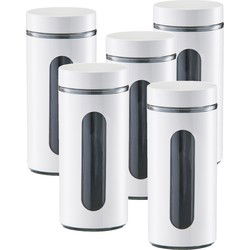 Zeller voedsel keuken voorrraadpot - 6x - metaal - wit - 1200 ml - Voorraadblikken
