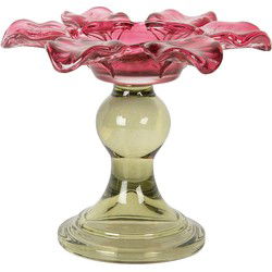 Clayre & Eef Waxinelichthouder Roze Glas