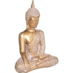 Atmosphera Home deco Boeddha beeld - goud kleurig - 20 x 32 cm - voor binnen - Beeldjes