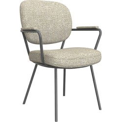 LABEL51 Eetkamerstoel Lausanne - Naturel - Boucle - Black Frame
