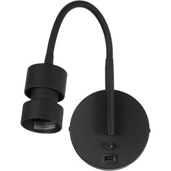 Mexlite - wandlamp - Upround - zwart - metaal - bedlampje - GU10 - 3517ZW
