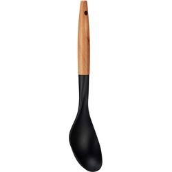 Kinvara Kook/keuken gerei - opschep lepel - zwart/bruin - kunststof/hout - 33 cm - Soeplepels