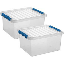 Sunware opbergbox - 2x - transparant - 36L - 50 x 40 x 26 cm - Opbergbox