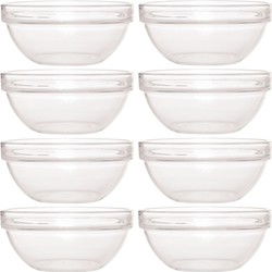 8x Schaaltje/kommetje van glas 14 cm - Serveerschalen