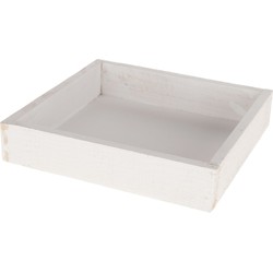 Houten white wash kaarsenplateau onderzet bord/kaarsonderzetter 20 x 20 cm - Kaarsenplateaus