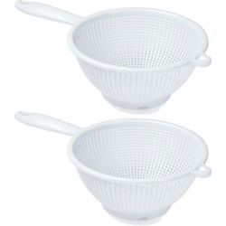 PlasticForte Vergiet met handvat - 2x - wit - 24 cm - Vergieten
