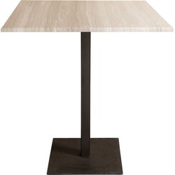 PTMD Plaza bistrotable square white marble taupe base