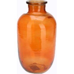 H&S Collection Bloemenvaas San Remo - glas - terra oranje transparant - D18 x H35 cm - Vazen