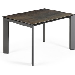 Kave Home - Axis uitschuifbare tafel van porselein met antraciet stalen poten 120 (180) cm