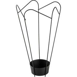 Paraplubak in tulpvorm met opengewerkt patroon van zwart metaal H60 cm