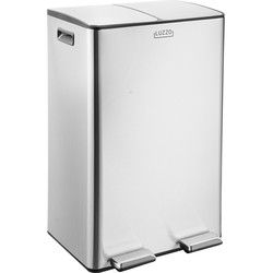 Luzzo® Florida Pedaalemmer Prullenbak 2 vakken - 60 liter - Zilver
