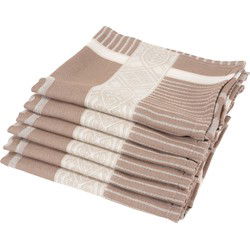 Twentse Damast Theedoekenset - 6 stuks - Ornament Beige