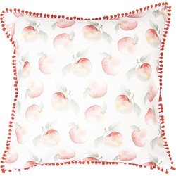 Clayre & Eef Kussenhoes  40x40 cm Wit Rood Katoen Vierkant Appel Sierkussenhoes