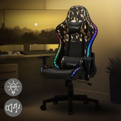 Gaming stoel met RGB-verlichting en Bluetooth-boxen Zwart/Camouflage in kunstleer ML-Design