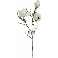 Mica Decorations Kunstbloem Magnolia tak - 90 cm - wit - Kunstbloemen