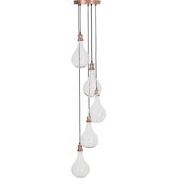 Light&living Hanglamp 5L Ø30x190 cm QUIRINA glas antiek koper
