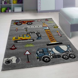 Kinderkamer Bouwplaats Grijs Multi vloerkleed -