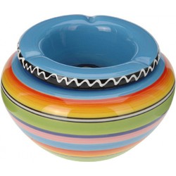 Spaanse gekleurde asbak blauw 14 cm - Asbakken