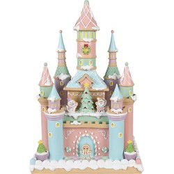 Clayre & Eef Gingerbread house 27x18x42 cm Roze Kunststof Peperkoekhuisje