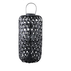 PTMD Mayita Black Round Bamboo Lantern With Glass L