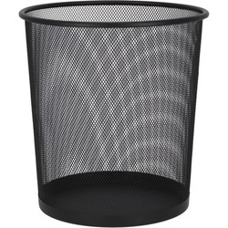 Gerimport Prullenmand - 9L - metaal - zwart - prullenbak - 27 cm - Prullenmanden