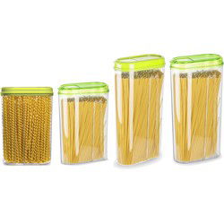 Plasticforte Voedselcontainers set - 4 stuks - groen - 2350ml en 1500ml - kunststof - voorraadpot - Voorraadpot