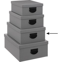 5Five Opbergdoos/box - donkergrijs - L35 x B26 x H14 cm - Stevig karton - Industrialbox - Opbergbox