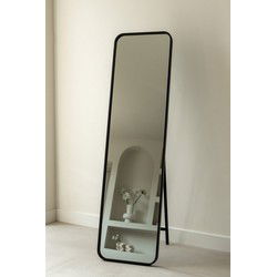 Indore Home - passpiegel - Spiegel staand - 150cm x 40cm - wand - zwarte rand - ronde hoeken