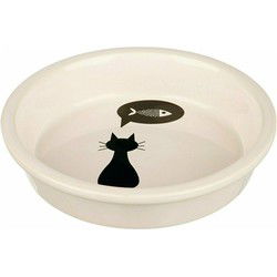 TRIXIE VOERBAK KERAMIEK WIT MET SILHOUETTE KAT 250 ML 13 CM