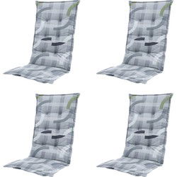 Madison -  Tuinstoelkussen Hoge Rug Tess sage - Ca. 123x50 cm - Set van 4