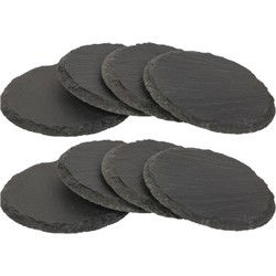 Glazenonderzetters - 24x - rond - leisteen - 10 cm - Glazenonderzetters