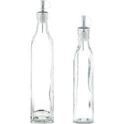 2x Glazen azijn/olie flessen met doseerdopje 270 ml en 500 ml - Olie- en azijnstellen