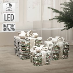 LED Geschenkdozen Set van 3 Groen met Timer Functie