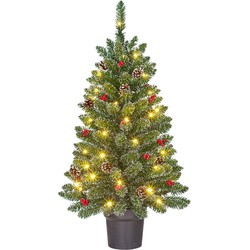 Black Box Trees Creston Kunstkerstboom in Pot met LED Verlichting - H90 x Ø50 cm - Groen Frosted