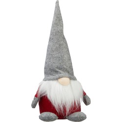 Pluche gnome/dwerg decoratie pop/knuffel met grijze muts 30 cm - Kerstman pop