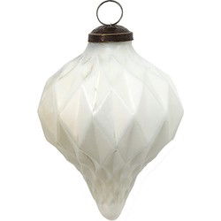 Clayre & Eef Kerstbal  Ø 8 cm Wit Glas Kerstdecoratie