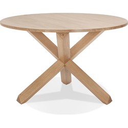 Ronde tafel in massief eikenhout met X-vormige poot - FATY designtafel FATY 120 beige