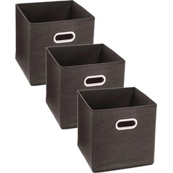 Set van 3x stuks opbergmand/kastmand 29 liter bruin linnen 31 x 31 x 31 cm - Opbergmanden