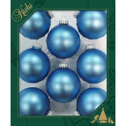 16x stuks glazen kerstballen 7 cm alpine velvet blauw - Kerstbal