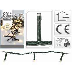 2x Lichtsnoer 80 kerst led-lampjes warm wit voor buiten - Kerstverlichting kerstboom