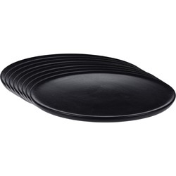 Set van 12x stuks kerstdiner onderborden rond zwart hout 38 cm - Onderborden