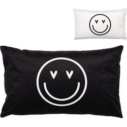 Clayre & Eef Kussenhoes Zwart Wit Polyester smile